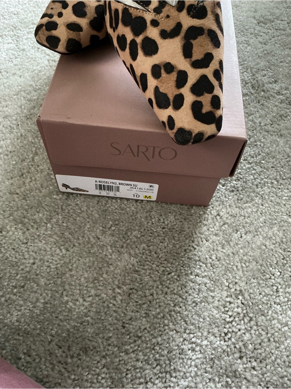 SARTO By Franco Sarto Leopard Print Pointed Toe Flats - Tan/Black - Picture 2 of 6
